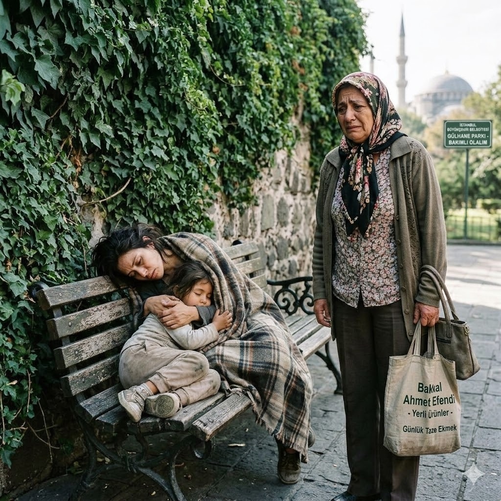 Onu 6 yaşındaki kızıyla birlikte bir bankta uyurken buldu - 1