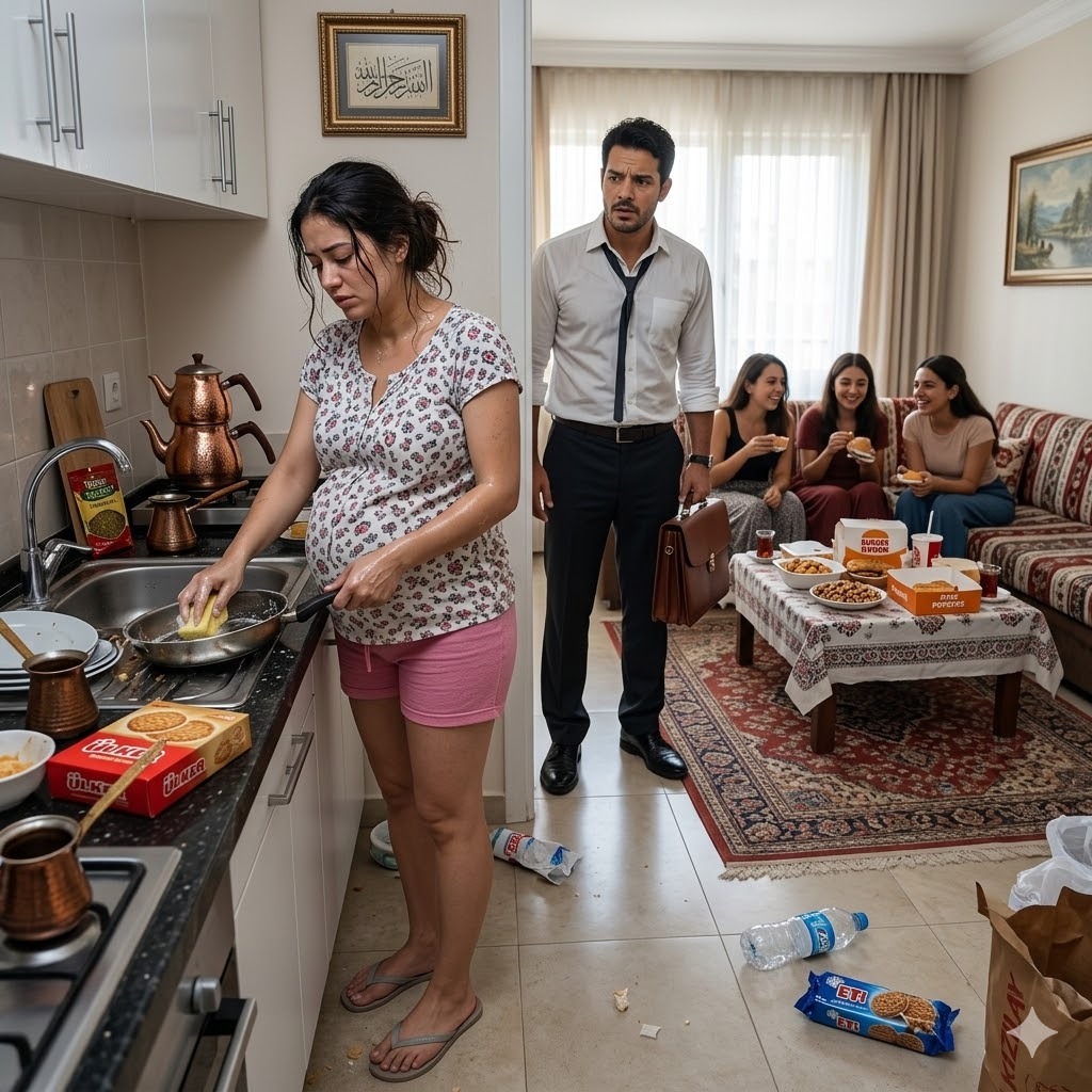 8 aylık hamile karısını onların tüm pisliğini temizlerken buldu - 3