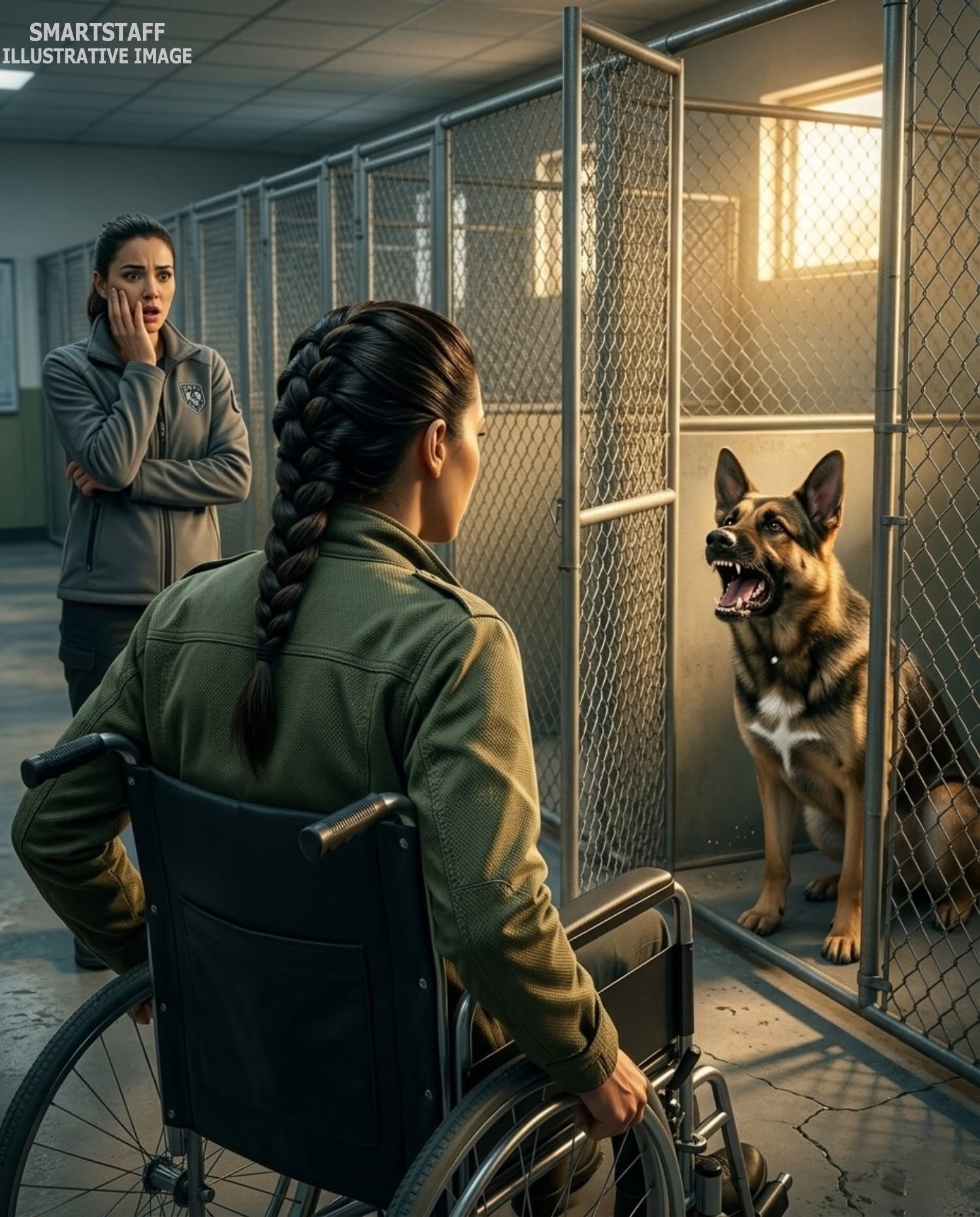Tekerlekli sandalyedeki genç kız barınağa gelip en tehlikeli köpeği sahiplenmek istedi - 1