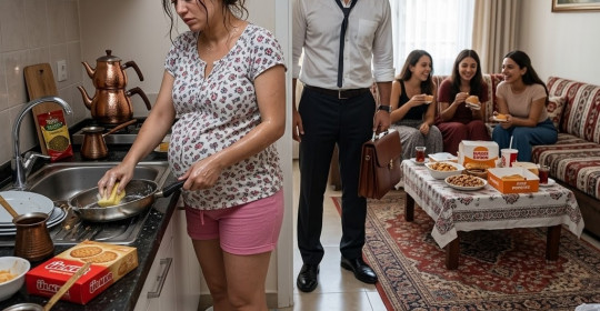 8 aylık hamile karısını onların tüm pisliğini temizlerken buldu