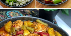 Fırında Sebze Yatağında Baharatlı Tavuk Tarifi