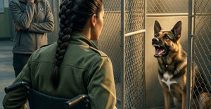 Tekerlekli sandalyedeki genç kız barınağa gelip en tehlikeli köpeği sahiplenmek istedi