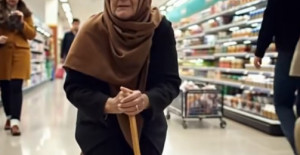 Yaşlı bir kadın süpermarketin ortasına düştü