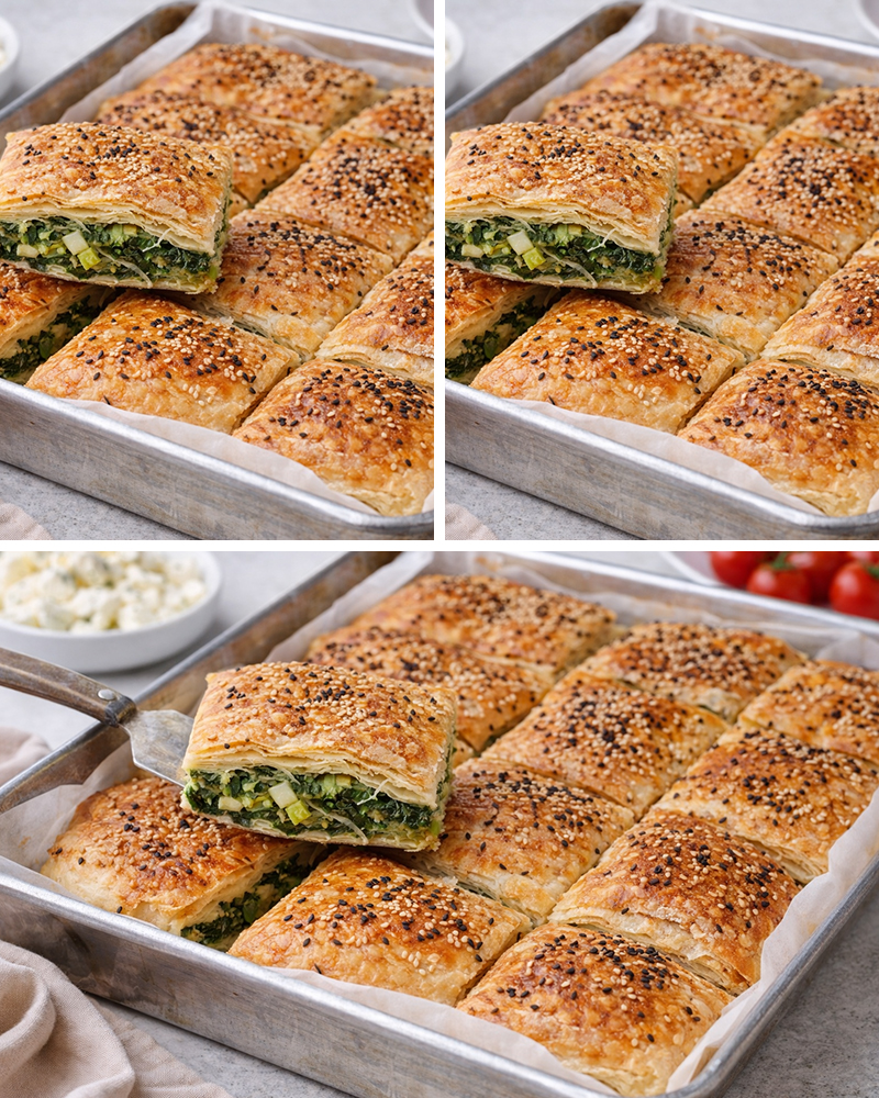 Ispanaklı Pırasalı El Açması Börek Tarifi - 3