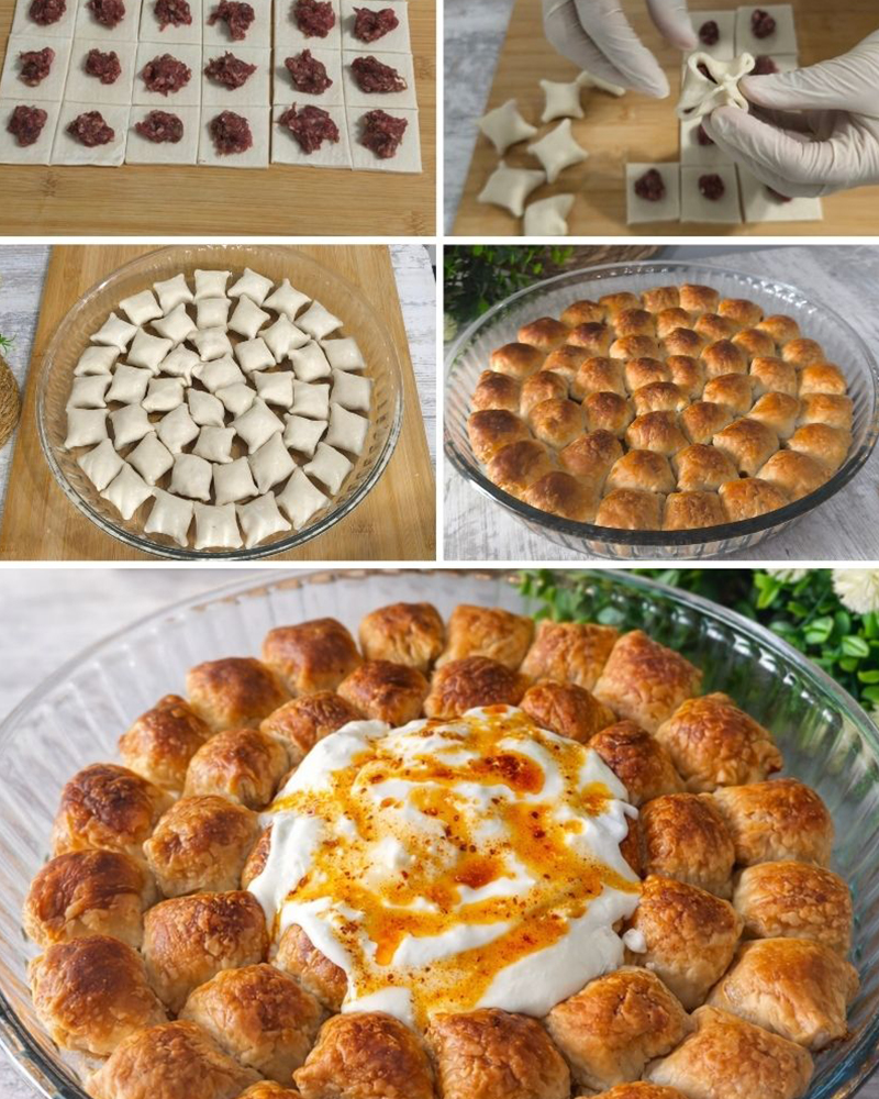 Milföy Hamuruyla Fırında Kıymalı Mantı 10 Dakikada Hazır - 1